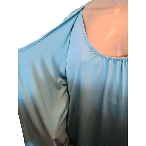 Designers Originals Size 1X Light Blue Layered Short-Sleeve Top With Tie Front - Picture 3 of 8